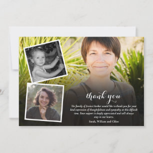 Funeral Memorial 4 Photo Collage Script Thank You Card