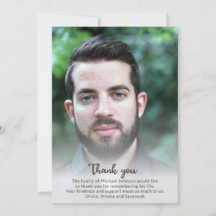 Funeral Memorial Bereavement Sympathy Custom Photo Thank You Card