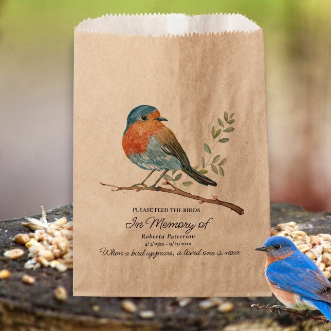 Funeral Memorial Favour Bluebird Bird Seed  Bag (Creator Uploaded)