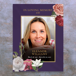Funeral Memorial Floral Photo Celebration Of Life Poster