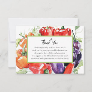 Funeral Memorial Garden Vegetable Thank You Card