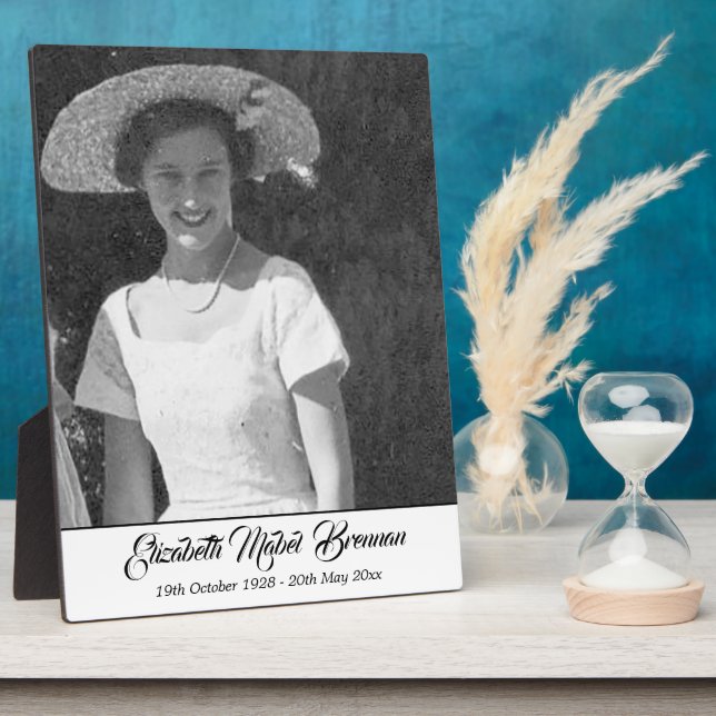 Funeral Memorial In Black and White  Photo Plaque (Side)