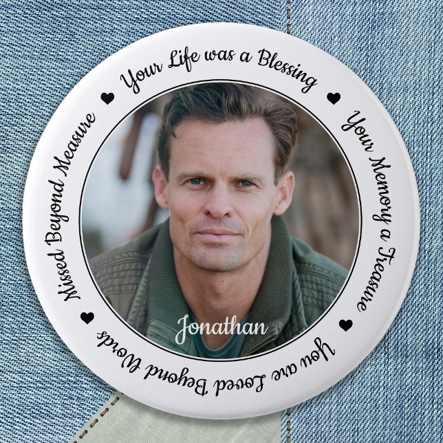 Funeral Memorial Keepsake Photo 2 Inch Round Button (Creator Uploaded)