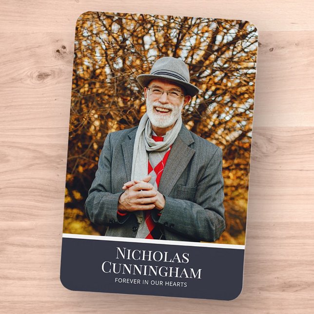 Funeral Memorial Modern Colour Block Photo Card Magnet (Creator Uploaded)