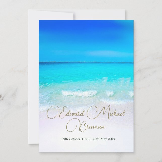 Funeral Memorial Ocean Sea Scene Photo  Invitation (Front)