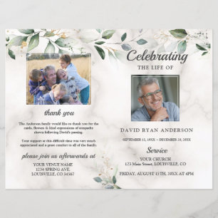 Funeral Memorial Order of Service Photos Program