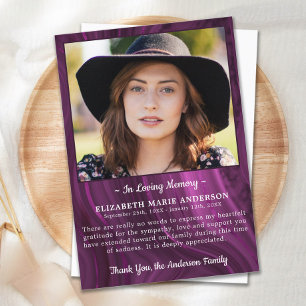 Funeral Memorial Personalized Photo Sympathy Thank You Card