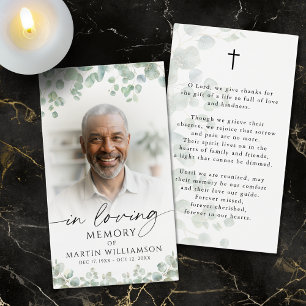 Funeral Memorial Photo Botanical Prayer Card
