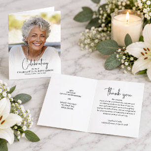 Funeral Memorial Photo Folded Thank You Card