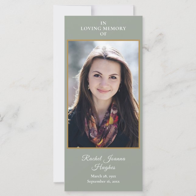 Funeral Memorial Photo Greenery Prayer Card (Front)
