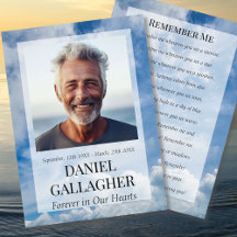 Funeral Memorial Photo Se souvenir de moi carte de