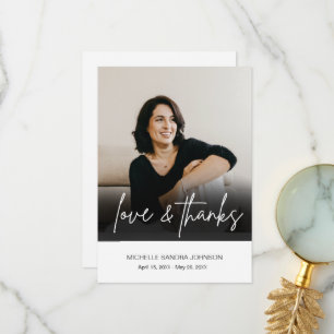  Funeral Memorial Photo Simple  Thank You Card