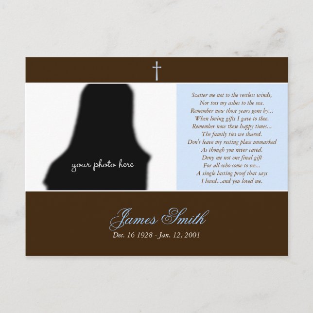 Funeral Memorial Prayer Card Photo Template :: 2A (Front)