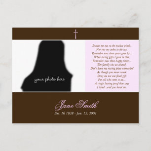 Funeral Memorial Prayer Tribute Photo Template Postcard