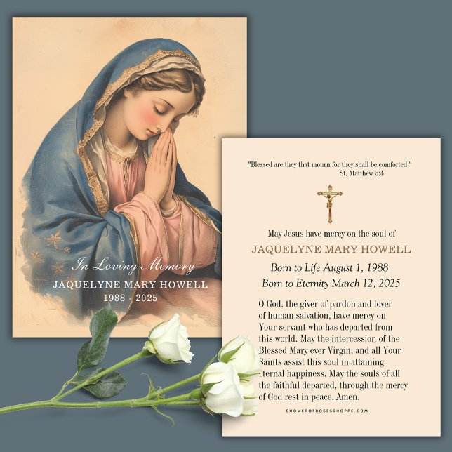 Funeral Memorial Sorrowful Mary Praying  (Creator Uploaded)