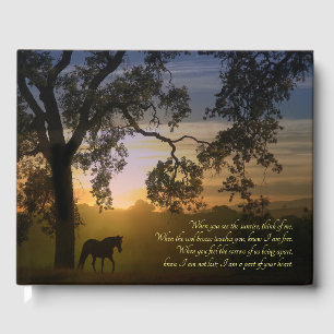 Funeral Memorial Spiritual Horse and Oak Tree Gues Guest Book
