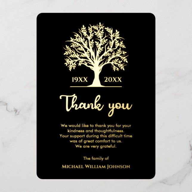 Funeral Memorial Tree Of Life Black And Gold (Front)