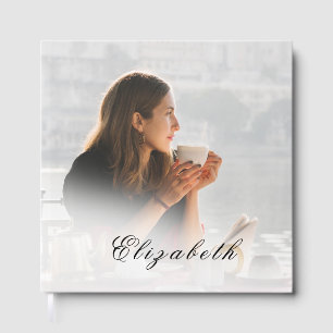 Funeral Memorial White Overlay Photo Simple Guest Book