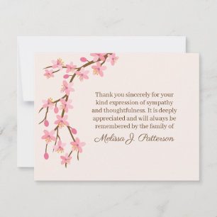 Funeral Note Thank you Bereavement Cherry Blossoms Card