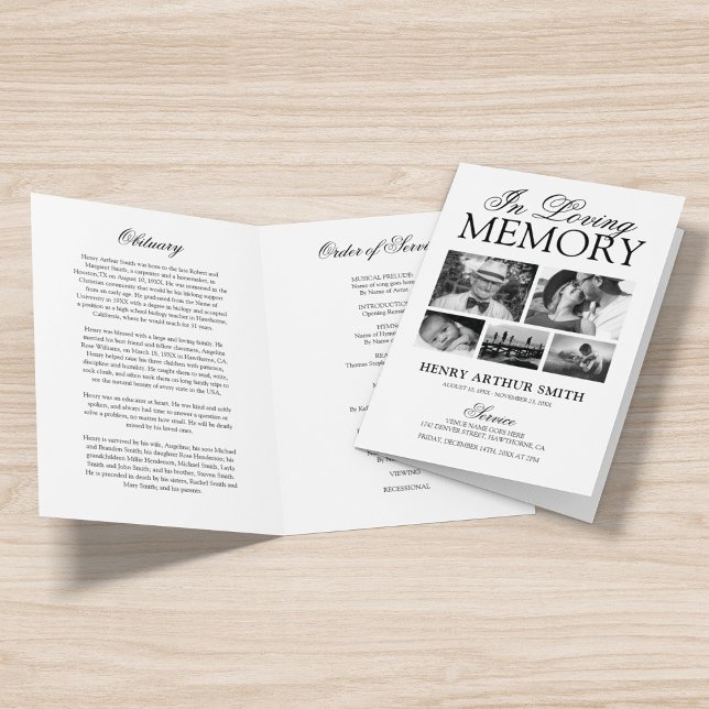 Funeral Obituary Order of Service 5 Photo Program (Creator Uploaded)