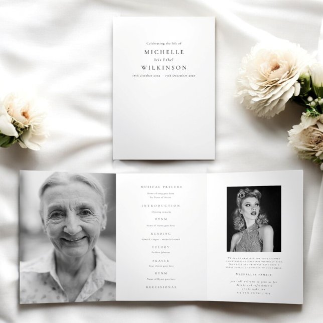 Funeral Obituary Order of Service Photo Memorial  Tri-Fold Programme (Creator Uploaded)