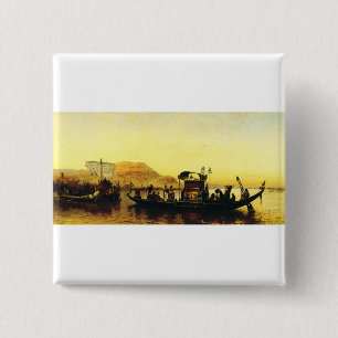 Funeral of a Mummy on the Nile by Frederick Arthur 2 Inch Square Button