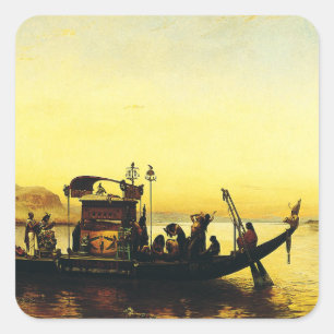 Funeral of a Mummy on the Nile by Frederick Arthur Square Sticker