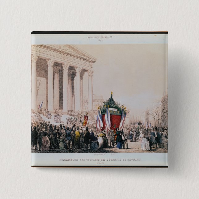 Funeral of the victims of the La Madeleine 2 Inch Square Button (Front)