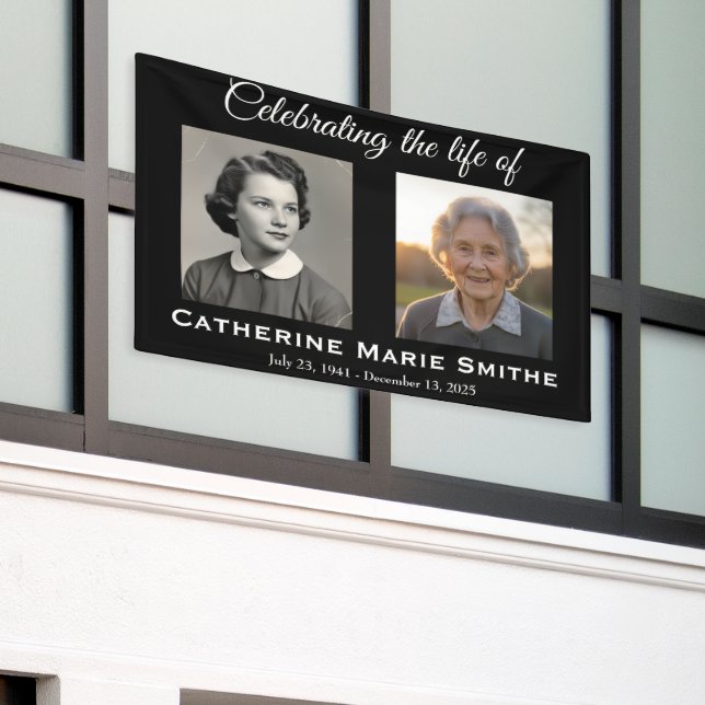 Funeral or Memorial Double Image Banner (Outside Building)