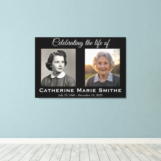 Funeral or Memorial Double Image Canvas Print (Insitu(Wood Floor))