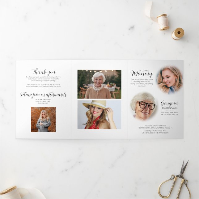 Funeral Order of Service | Before & After Photo Tr Tri-Fold Invitation (Outside)