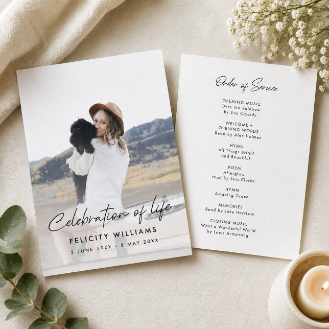 Funeral Order of Service | Celebration of Life Program (Personalized funeral program with photo front and order of service for memorial guests.)