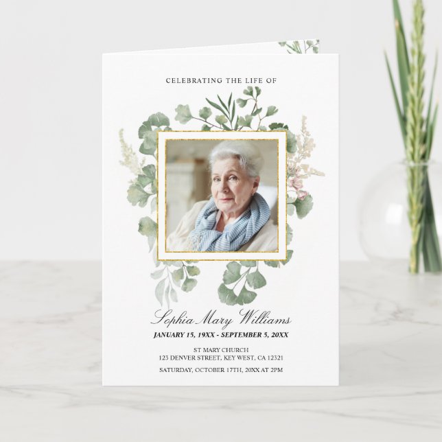 Funeral Order of Service | Floral Memorial Program (Front)