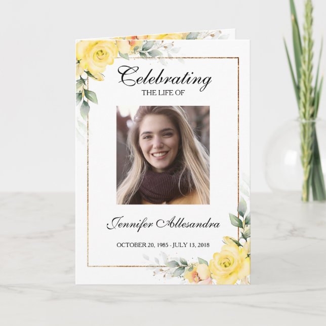 Funeral Order of Service Greenery Memorial Program (Front)