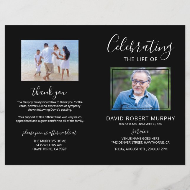 Funeral Order of Service | Photo Memorial Program (Front)