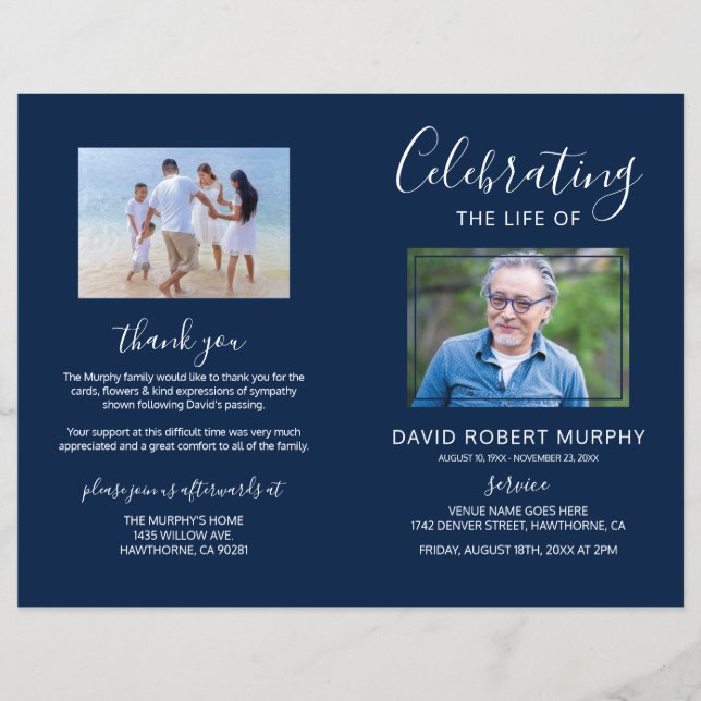 Funeral Order of Service | Photo Memorial Program (Front)