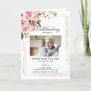 Funeral Order of Service   Pink Flowers Memorial Program