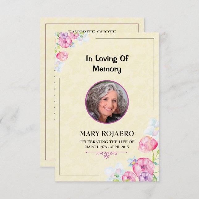 Funeral order of service Program card (Front/Back)