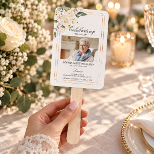 Funeral Order of Service White Floral Set of Fans