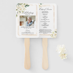 Funeral Order of Service White Floral Set of Fans