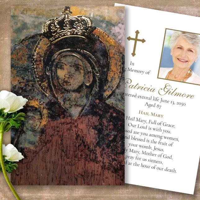 Funeral Our Lady of Mellieha Prayer Sympathy Cards (catholic, religious, celebration of life, in loving memory of, prayer cards for bereavement)