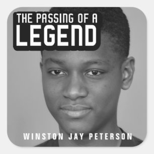 Funeral passing of a legend modern text mono square sticker