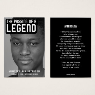 Funeral passing of a legend modern text poem card