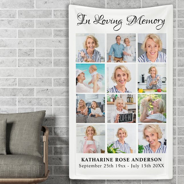 Funeral Personalized 12 Picture Memorial Banner (Creator Uploaded)