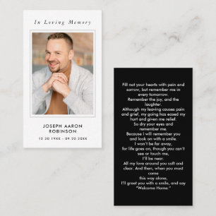 Funeral Photo Black White Memorial Prayer Card