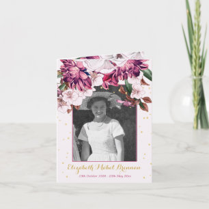 Funeral Photo Burgundy Floral Elegant  Invitation