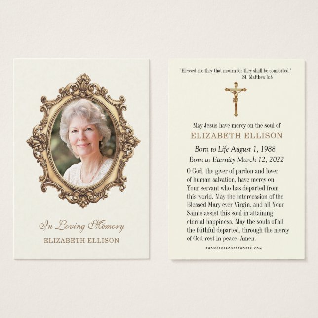 Funeral Photo Catholic Memorial Prayer Card (Front & Back)