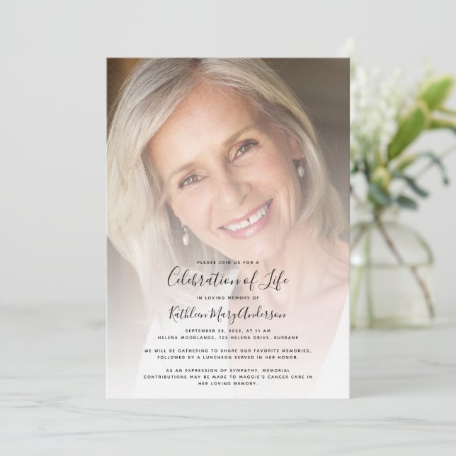 Funeral Photo Celebration of Life Memorial Invitation (Standing Front)