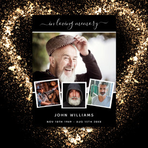 Funeral photo collage black memorial welcome  poster