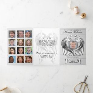 Funeral Photo Collage with Order of Service Tri-Fo Tri-Fold Programme